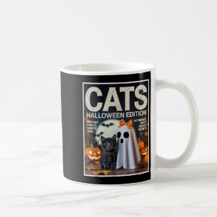 Cute Ghost And Black Cat Funny Halloween Zine Grap Coffee Mug