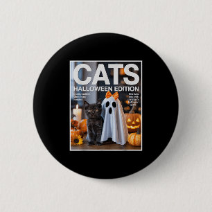 Cute Ghost And Black Cat Funny Halloween Zine Paro 6 Cm Round Badge