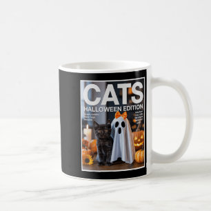 Cute Ghost And Black Cat Funny Halloween Zine Paro Coffee Mug