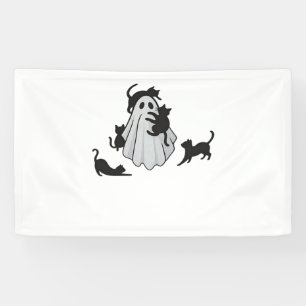Cute Ghost and Black Cats Classic T-Shirt Banner