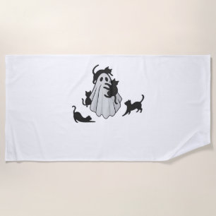 Cute Ghost and Black Cats Classic T-Shirt Beach Towel