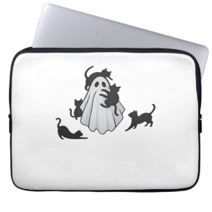Cute Ghost and Black Cats Classic T-Shirt Laptop Sleeve