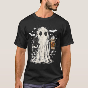 Cute Ghost And Cat, Cute Halloween Ghosts T-Shirt