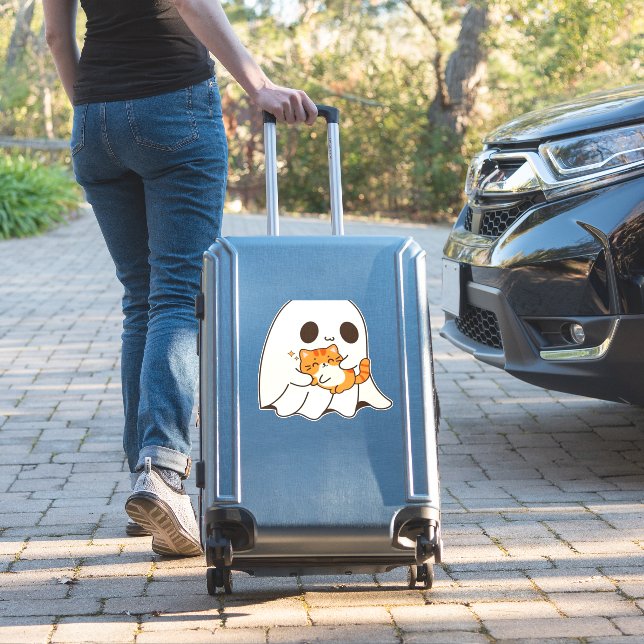 Cute ghost and cat, Gift Halloween Classic T-Shirt (Suitcase Insitu)