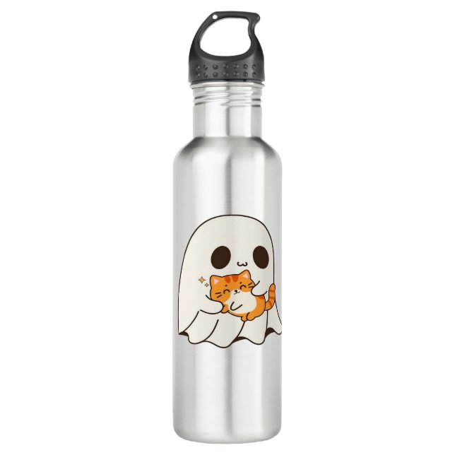 Cute ghost and cat, Gift Halloween Classic T-Shirt 710 Ml Water Bottle (Front)