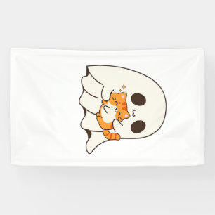 Cute ghost and cat, Gift Halloween Classic T-Shirt Banner