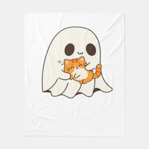 Cute ghost and cat, Gift Halloween Classic T-Shirt Fleece Blanket