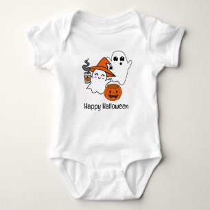 Cute Ghost and Pumpkin Baby Bodysuit