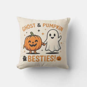 Cute Ghost and Pumpkin Besties - Spooky Friends Cushion