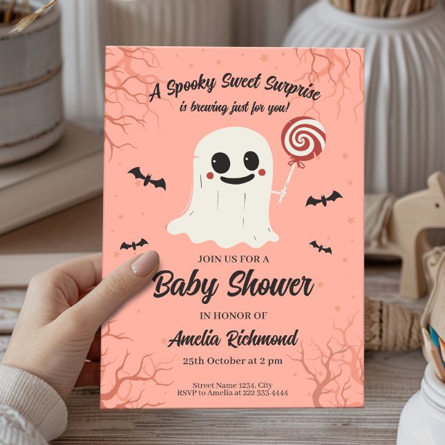 Cute Ghost Baby Shower Card Spooky Sweet Halloween (Creator Uploaded)