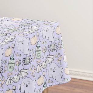 Cute Ghost, Bat & Spider Halloween Baby Shower Tablecloth