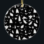 Cute Ghost, Bats & Spiders Halloween Pattern Ceramic Ornament<br><div class="desc">A cute black and white ghost,  bats and spiders pattern. A perfect design for anyone who loves cute illustrations of ghosts,  bats,  spiders and Halloween themed art. An ideal ghost pattern design for Halloween parties,  October Birthday parties,  Halloween home décor and gifts.</div>