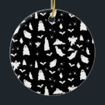 Cute Ghost, Bats & Spiders Halloween Pattern Ceramic Ornament<br><div class="desc">A cute black and white ghost,  bats and spiders pattern. A perfect design for anyone who loves cute illustrations of ghosts,  bats,  spiders and Halloween themed art. An ideal ghost pattern design for Halloween parties,  October Birthday parties,  Halloween home décor and gifts.</div>