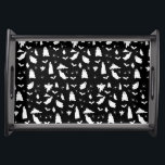 Cute Ghost, Bats & Spiders Halloween Pattern Serving Tray<br><div class="desc">A cute black and white ghost,  bats and spiders pattern. A perfect design for anyone who loves cute illustrations of ghosts,  bats,  spiders and Halloween themed art. An ideal ghost pattern design for Halloween parties,  October Birthday parties,  Halloween home décor and gifts.</div>