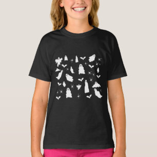 Cute Ghost, Bats & Spiders Halloween Pattern T-Shirt