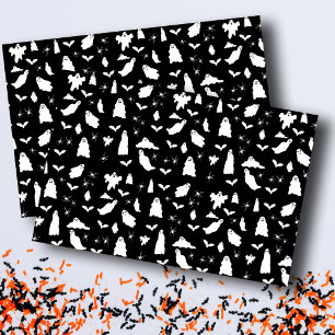 Cute Ghost, Bats & Spiders Halloween Pattern Tissue Paper