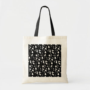 Cute Ghost, Bats & Spiders Halloween Pattern Tote Bag