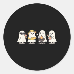 Cute Ghost Beach Vacation Summer Halloween Bbq Ice Classic Round Sticker
