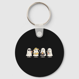 Cute Ghost Beach Vacation Summer Halloween Bbq Ice Key Ring