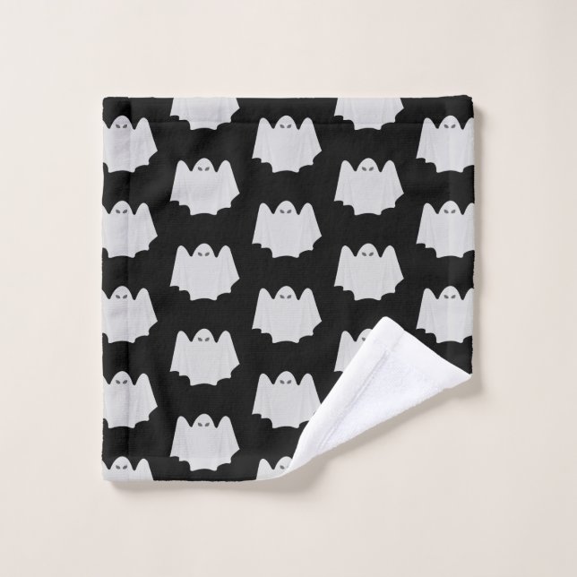 Cute Ghost Black and White Pattern Halloween  Wash Cloth (Wash Cloth)