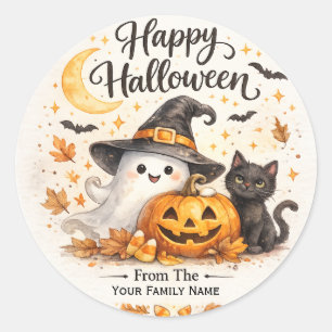 Cute Ghost & Black Cat Halloween Sticker