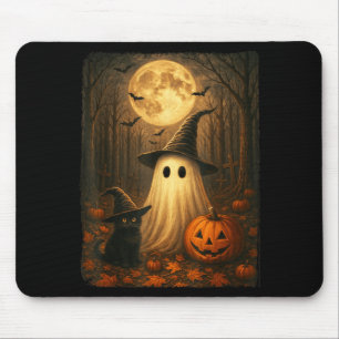 Cute Ghost Black Cat Halloween Witch Pumpkin Dark Mouse Pad
