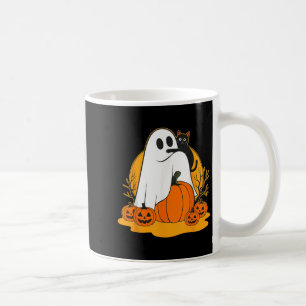 Cute Ghost Black Cat Pumpkin Halloween Spooky Seas Coffee Mug