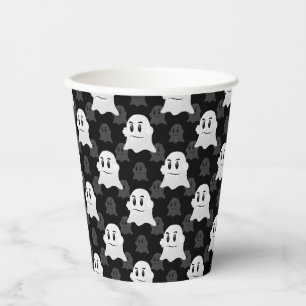 Cute Ghost Blob Black White Print Design Pattern Paper Cups