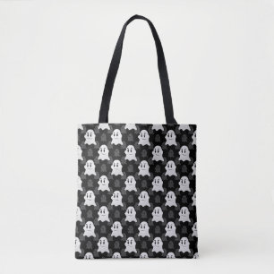 Cute Ghost Blob Black White Print Design Pattern Tote Bag