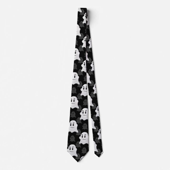Cute Ghost Blob Design  Tie (Front)