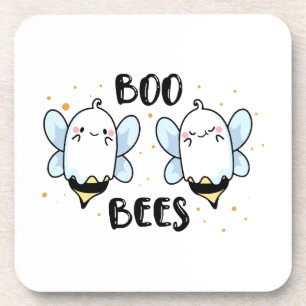 Cute Ghost Boo Bees - Funny Halloween on white  Coaster