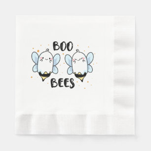 Cute Ghost Boo Bees - Funny Halloween on white Napkin