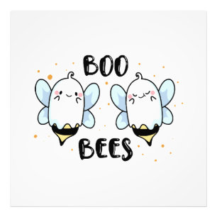 Cute Ghost Boo Bees - Funny Halloween on white Photo Print