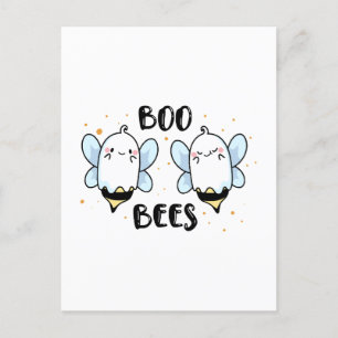 Cute Ghost Boo Bees - Funny Halloween on white Postcard