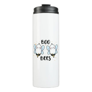 Cute Ghost Boo Bees - Funny Halloween on white Thermal Tumbler