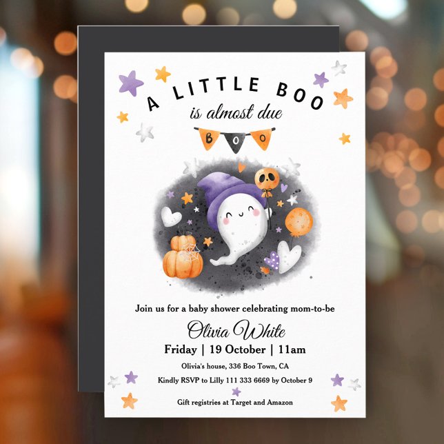 Cute Ghost Boo Halloween Baby Shower Invitation  (Cute Ghost Boo Halloween Baby Shower Invitation)