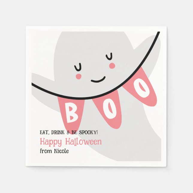 CUTE GHOST BOO HALLOWEEN KIDS TREAT NAPKIN (Front)