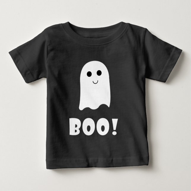Cute Ghost Boo Happy Halloween Hoodie Baby T-Shirt (Front)