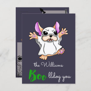 Cute ghost boo hugs Halloween Postcard