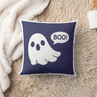 Cute Ghost Boo Speech Bubble Throw Pillow | Spooky