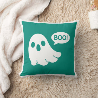 Cute Ghost Boo Speech Bubble Throw Pillow | Spooky
