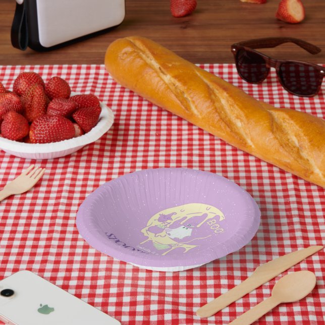 Cute Ghost Boo Spooky One 1st Birthday Halloween Paper Plate (Picnic)