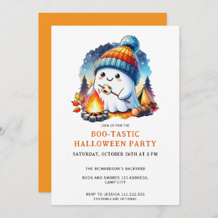 Cute Ghost Boo-Tastic Halloween Party Invitation
