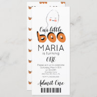 Cute Ghost Boo Ticket Style Party  Invitation