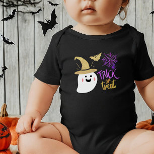Cute Ghost Boo Trick or Treat Halloween Baby Bodysuit