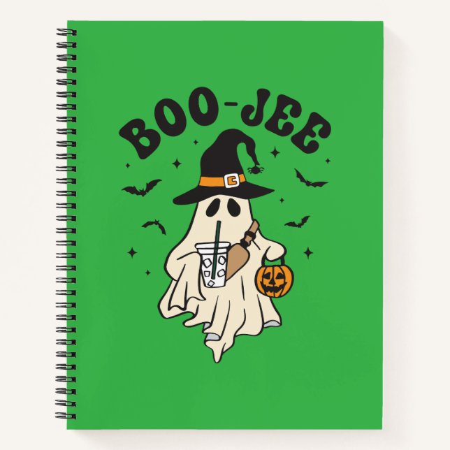 Cute ghost boo with ice coffee notebook (Front)