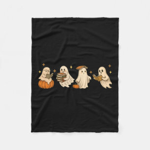 Cute Ghost Book Club Reading Halloween Spooky Fleece Blanket