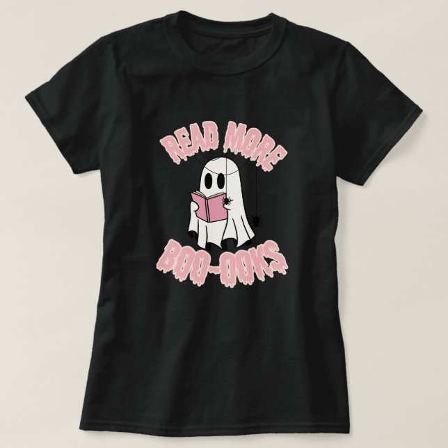 Cute Ghost Book Lover Halloween T-Shirt (Design Front)