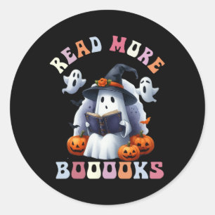 Cute Ghost Book Read More Books Funny Teachers Hal Classic Round Sticker