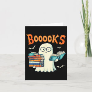 Cute Ghost Book Reading Booooks Halloween Teacher  Card